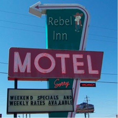 Rebel Inn motel sign